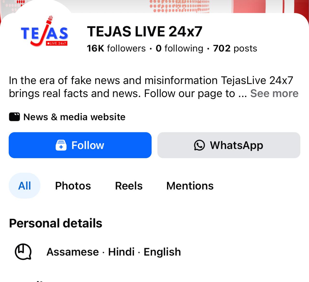 Tejas Live After: 16K followers
