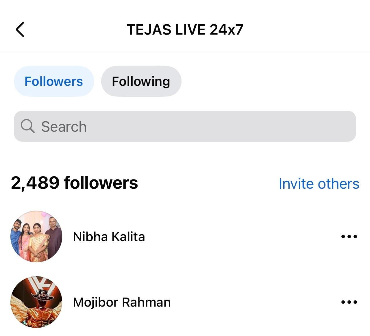 Tejas Live Before: 2,489 followers